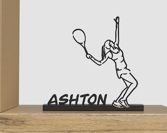 Personalized Tennis Player Girl Sculpture: 3D Printed PLA Decor