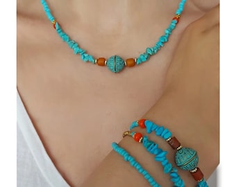 Aqua Etnik / Bohem Kolye ve Bileklik Seti