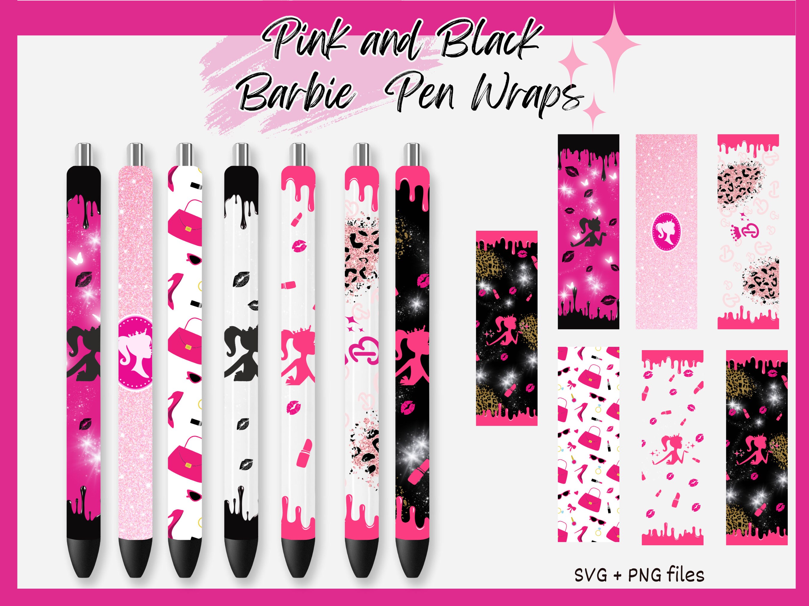 Black and Pink Princess Wraps – 7 Designs [PNG/SVG]