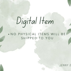 May include: Digital Item - No physical items will be shipped to you. Green watercolour background with leafy branches.