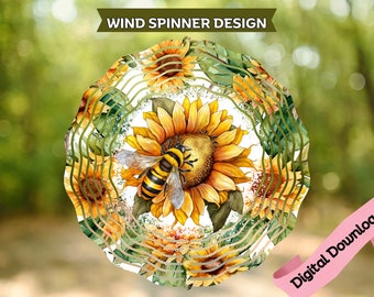 Sublimación Girasoles Abeja Viento Spinner [PNG]