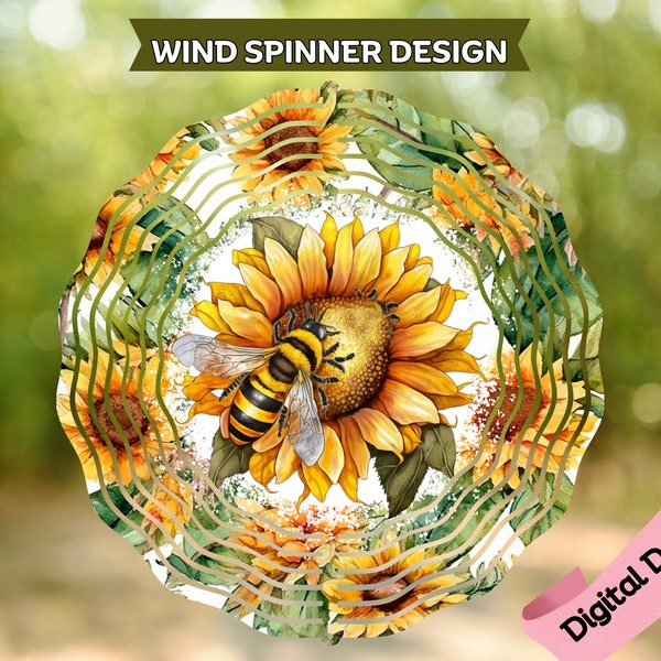 Sunflowers Bee Wind Spinner Sublimation [PNG]