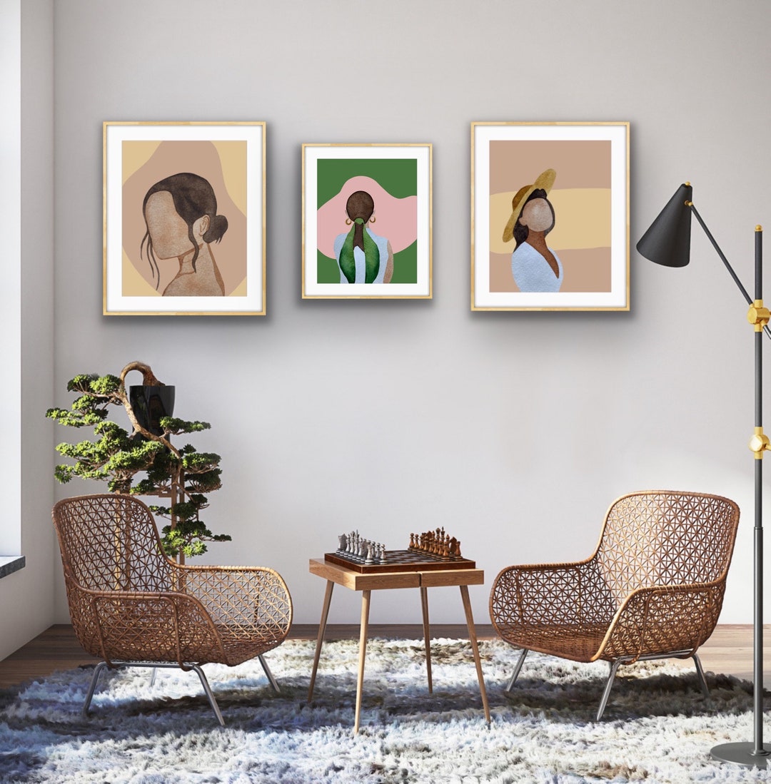 Boho 3 Pieces Wall Art Retro Wall Design 2024 TREND Printable Etsy