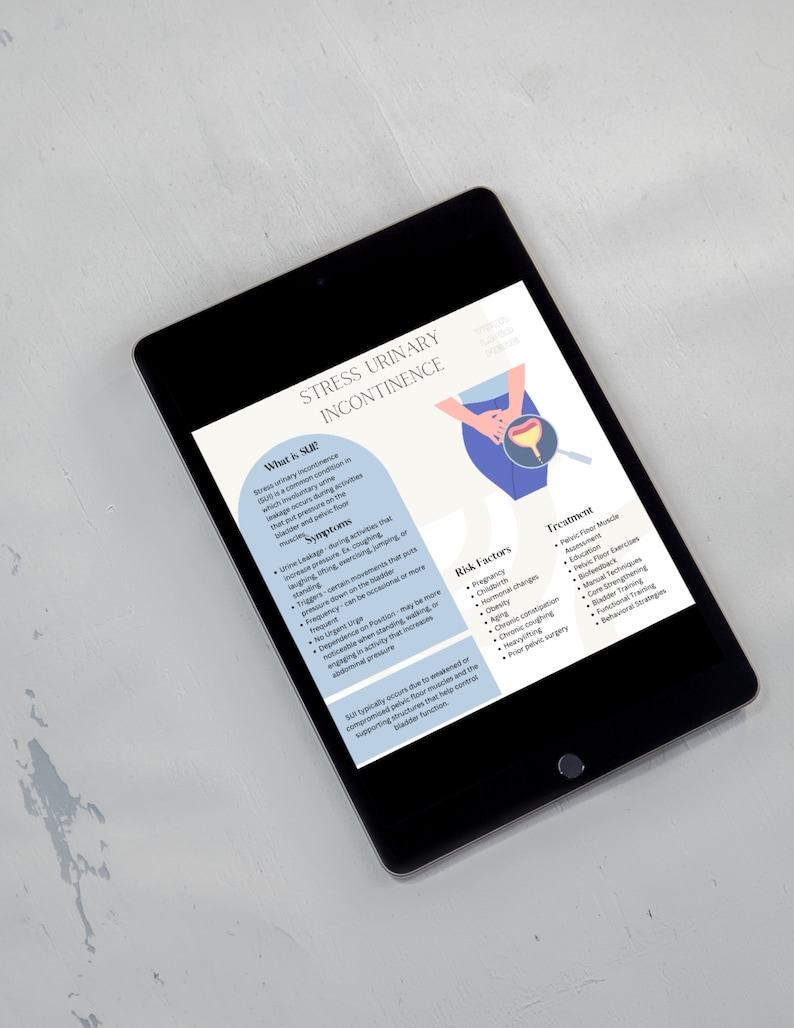 Stress Urinary Incontinence Handout Pelvic Floor Physical Etsy