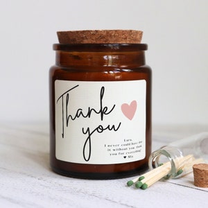 Thank You Candle Gift w/ Personalized Message, Thank You Candle For Sister/Co-Worker/Friend, Employee Appreciation Gifts For Women, Gift Set
