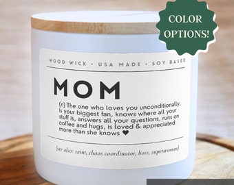 Mom Definition Candle, Mother's Day Candle Gift, Gift for Mom, Birthday Gift for Mom, Mom Candle, Personalized Gift, Wood Wick, 14oz Candle