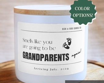 You're Going to be Grandparents Again Candle, Custom Cute Grandparent Second Pregnancy Announcement, Baby Announcement, Baby Reveal