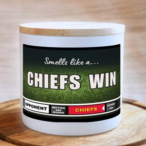 Smells Like A Chiefs Win Candle, Personalized Candle Kansas City Chiefs Fan Gift Lucky Game Day Candle, Football Decor, Chiefs Football Gift