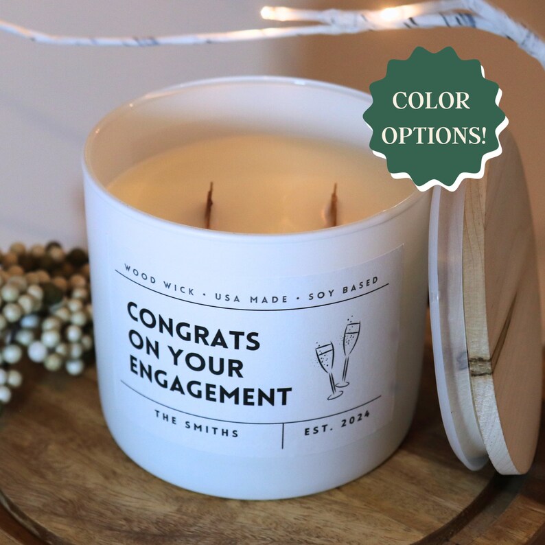 Congrats on Your Engagement Candle, Engagement Candle Personalized Gift