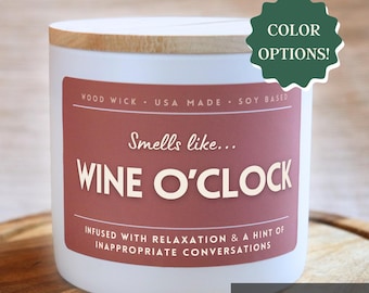 Smells Like Wine O'Clock Candle, Girls Night Gift, Gift for Her, Funny Girls Night Candle, Wine Lover Gift, Friend Gift, Funny Gift for Her