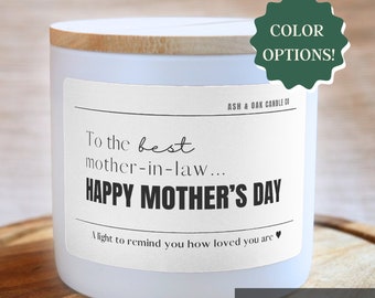 To the Best Mother-in-Law...Happy Mother's Day Candle, Personalized Gift, Gift for Mother-In-Law, Gift for Mom, Gift Set for Mom of Husband