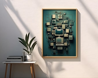 Arte informático, impresión informática, arte tecnológico, cartel de tecnología de la información, cartel de programación, arte de pared imprimible