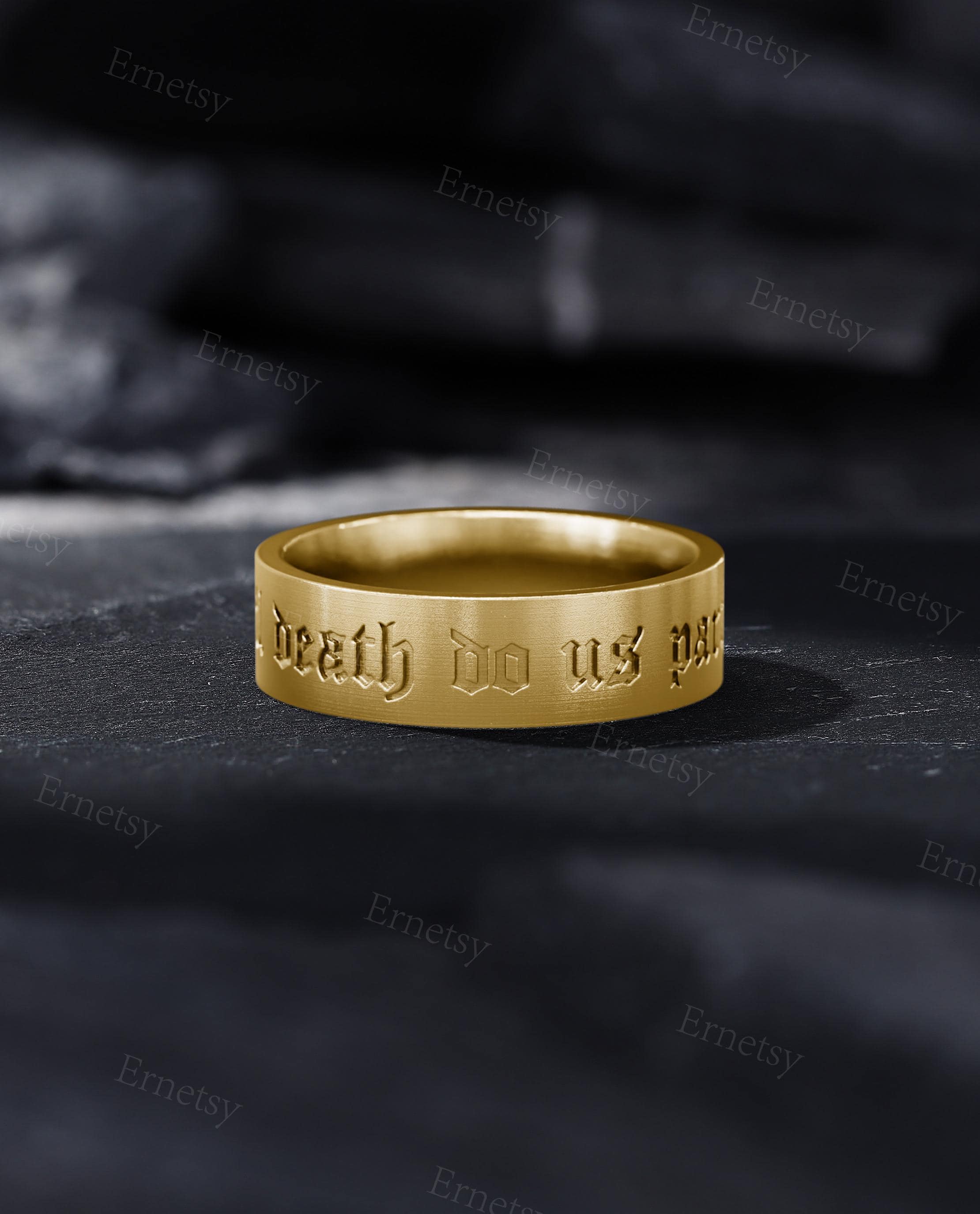 Gothic Til Death Mens Wedding Band: Punk Rock Statement Ring