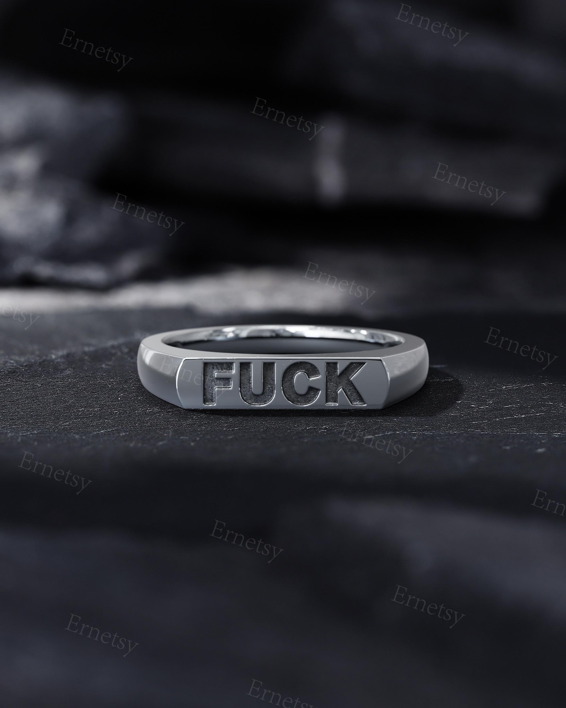 Sterling Silver Fuck Ring, Middle Finger Ring, Men's Ring That Express Attitude, Personalized Custom Engraved Band, Promise Statement Ring