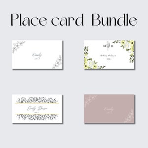 Lot de cartes de place, cartes de place personnalisables, modèle de carte de place Canva. Noms d'invités personnalisés Marque-places de mariage - Simple