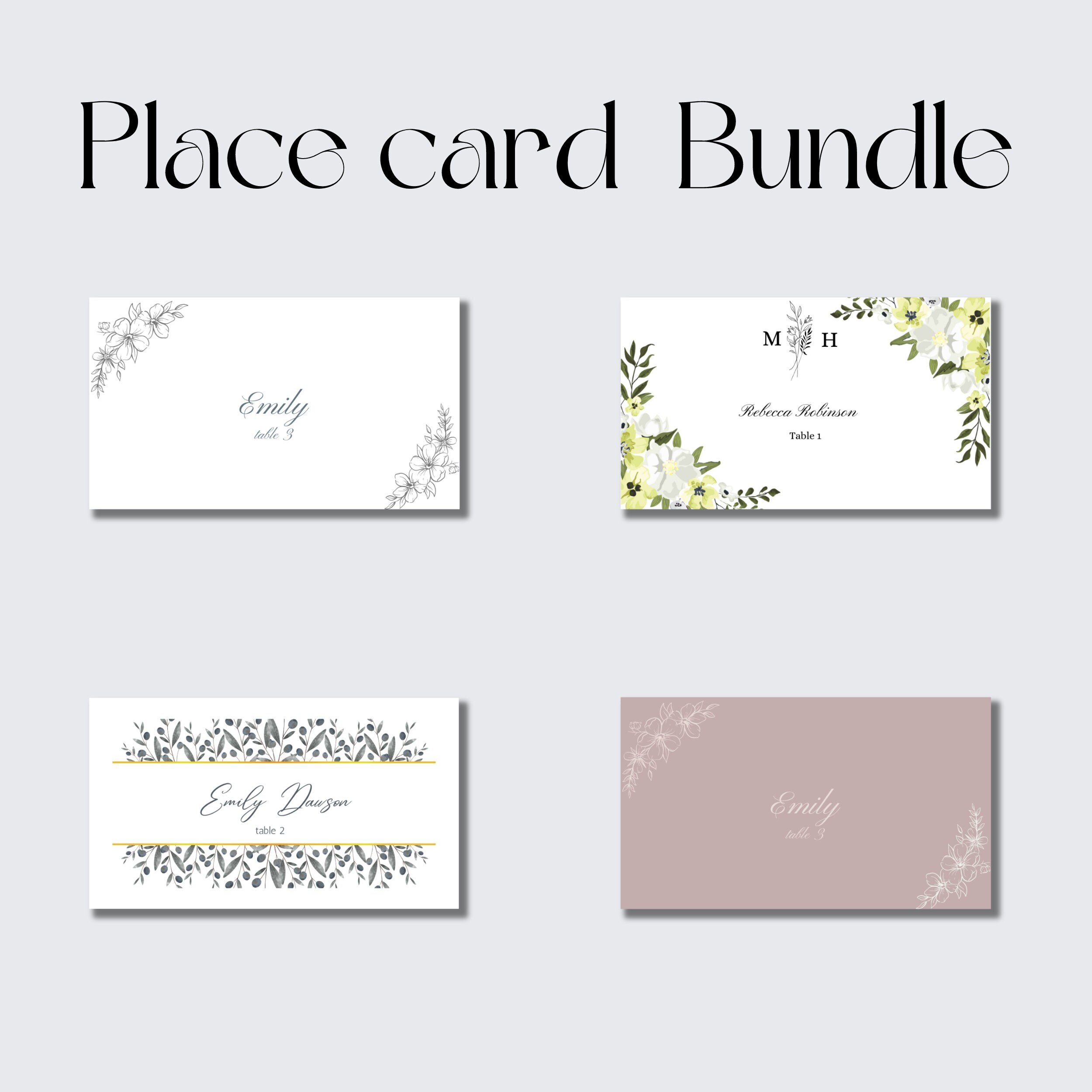 Place Card Bundle, Customizable Place Cards, Canva Place Card Template ...