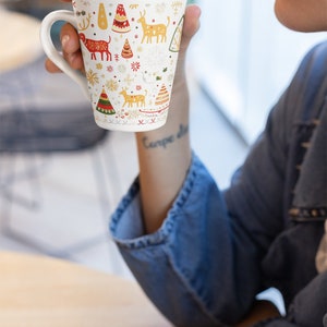 Folk Latte Mug | Nordic Folk Art Coffee Mug |  Nordic Mug | Scandinavian Folk Art Christmas Mug | Folk Christmas Mug