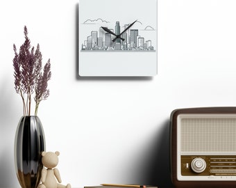 Square Wall Clock, Los Angeles Wall Clock , LA Skyline Wall Clock, Unique Wall Clock, Wall Clock, City Landscape Wall Clock Gift, Home Decor