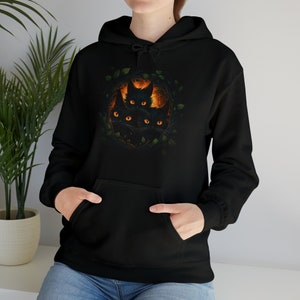 Supernatural Hoodie | Halloween Hoodie | Schwarze Katze Halloween Design | Katzen Liebhaber Hoodie | Katze Hoodie | Lustiger Halloween Katzen Hoodie