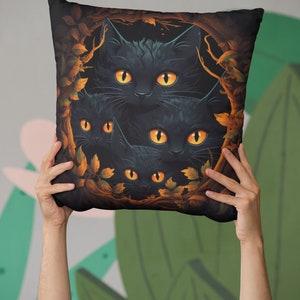 Fall Pillow | Black Cat Pillow | Cat Pillow | Cute Cat Pillow Funny Pillow | Autumn Pillow | Gift for Home | Gift for Cat Lovers