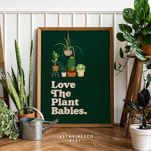 Konsttryck med Plant Babies: Retro krukväxtdekor (digital nedladdning)