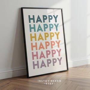 Happy Quote Print: Colorful Home Office Decor (Digital Download)