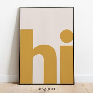 Olá, arte de parede para impressão, citação positiva, download digital, decoração retrô inspiradora para escritório em casa, entrada, saudação