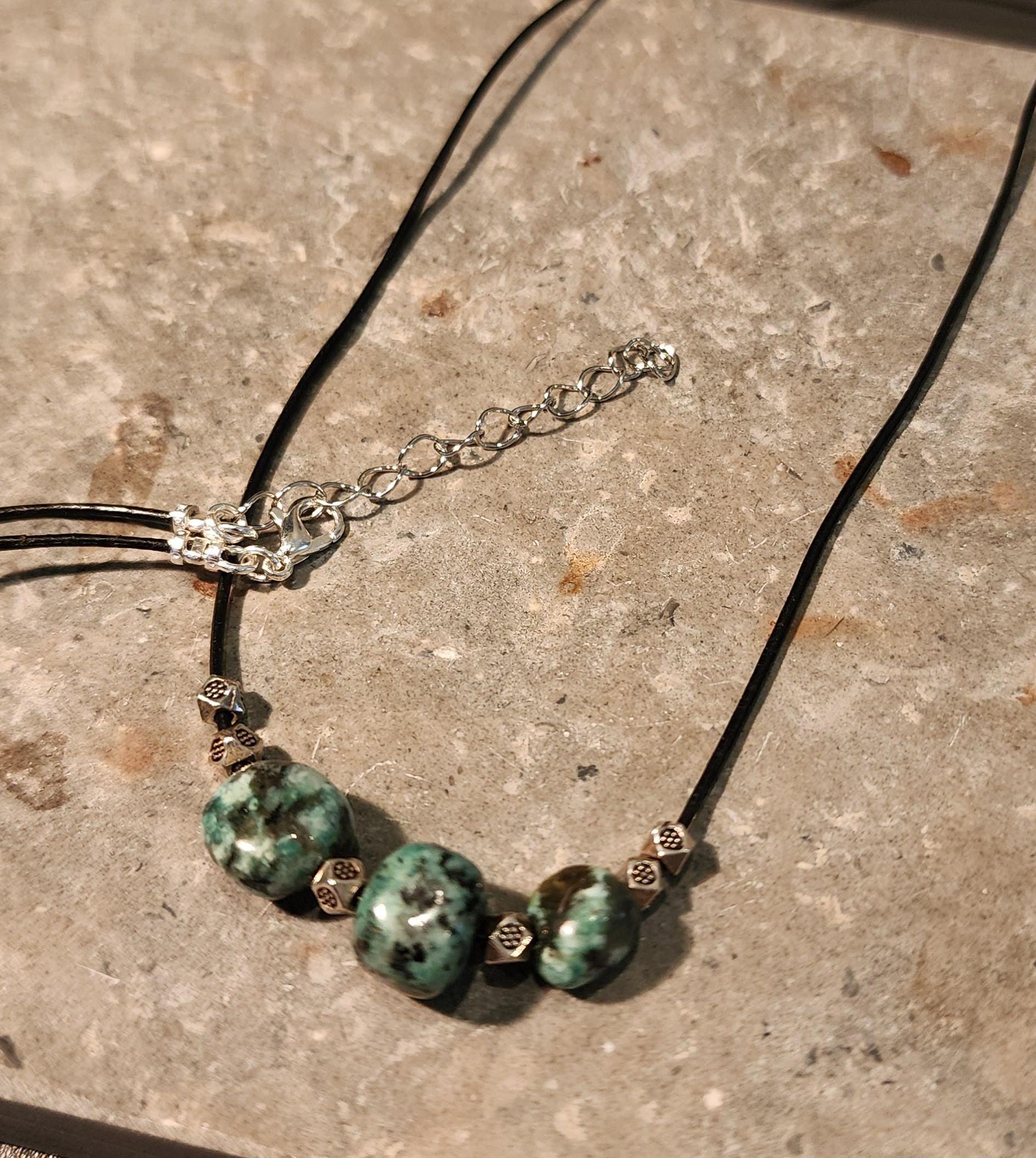 African turquoise collar lenght necklace with coin main image 0