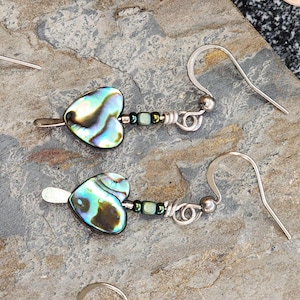 Earrings: Abalone Hearts