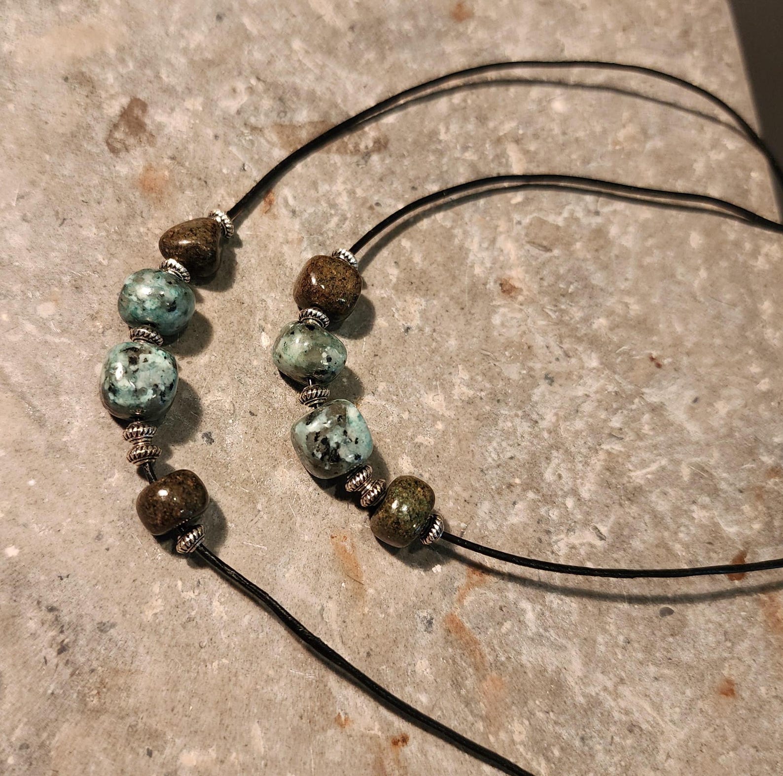 African turquoise collar lenght necklace with coin main image 1