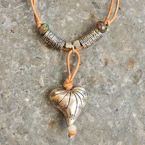 Necklace: Leather Heart Drop