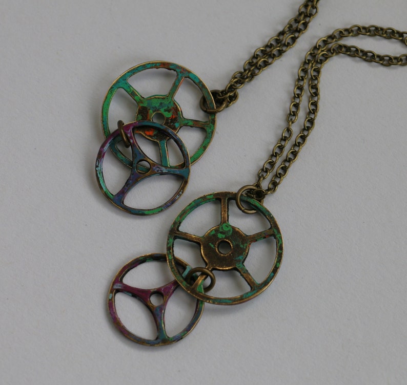 Necklace: Patina Gears - Etsy