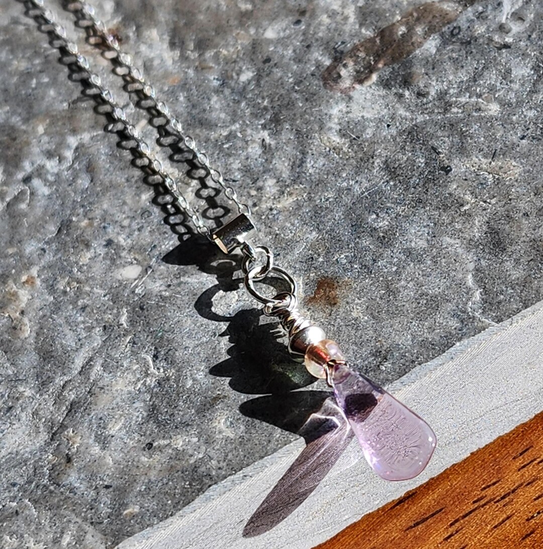 Amethyst & Glass Bead Delicate Drop Necklace In Gold Plate main image 1