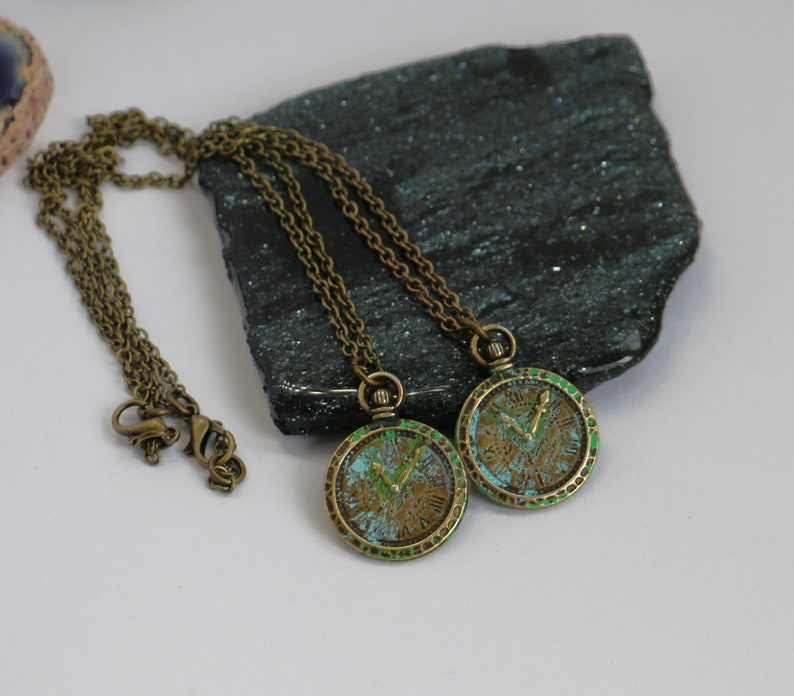 Necklace: Patina Clocks - Etsy