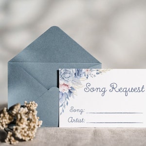 Cartes de demande de chanson de fleurs bleues - Téléchargement numérique