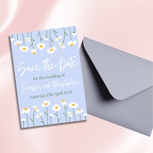 Matrimonio personalizzato Salva la data Download digitale - Margherita blu, Floreale, Luce, Festa, Budget, Matrimonio fai da te, Unione civile, Stazionario