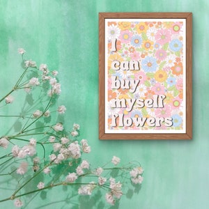 I can buy myself flowers, Miley Cyrus - Retro Floral Print Pink - Digital Download