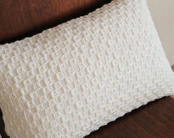 Cojín de lana Lauro, cojín grueso de mezcla de lana con textura, cojín decorativo minimalista, tela natural para decoración moderna del hogar estilo granja.