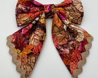 Autumn leaves Sailor Bow | For cats and dogs | Easy pet collar attachment | Colorful cotton | Handmade Fall style | Multiple sizes