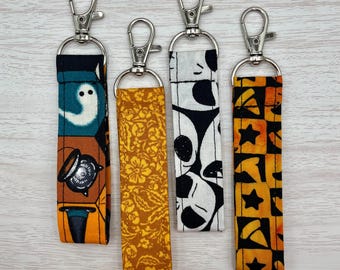 Halloween and fall keychains | Cotton with metal clasp | Handmade | Four different styles | 5 inches with clasp