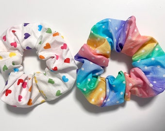 Rainbow love - hair scrunchies