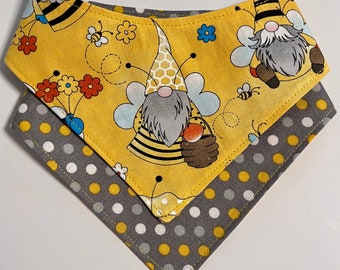 Gnomes and Bees reversible pet bandana