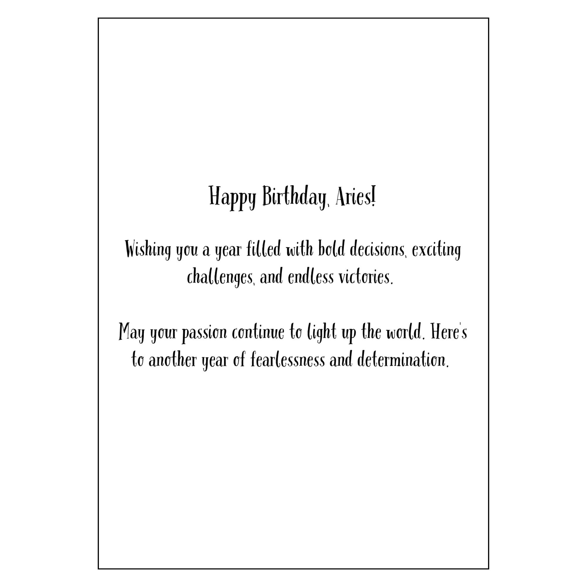 Aries Birthday Card Happy Birthday Aries Card Star Sign Birthday Card