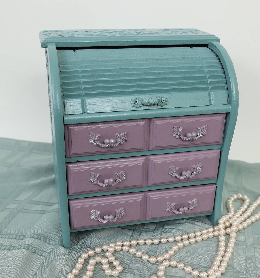 Roll Top Jewelry Box. Upcycled, Vintage and Refurbished Jewelry Box ...