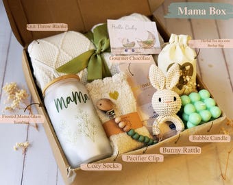 Cozy Gift Box, Knit Blanket, Soy Candle, Self Care Gift