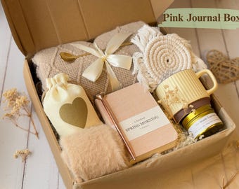 Caja de regalo de cumpleaños, manta acogedora, vela de lavanda, té de hierbas