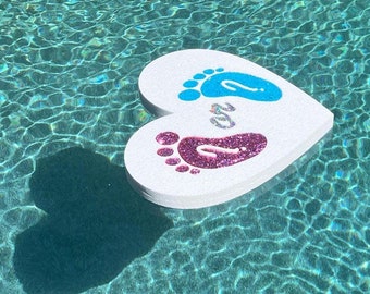 Glitter Gender Reveal Foam Heart, Pool Party Decor, Outdoor Party