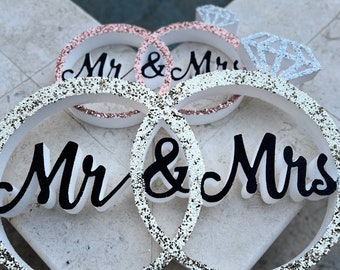 Custom Mr and Mrs Foam Ring Decor, Glitter Engagement Party