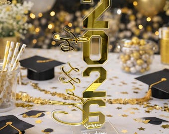 Custom Class Of 2027 Centerpiece Graduation Tabletop Sign Acrylic Name Stand Graduation Decoration Classroom Memento Personalized