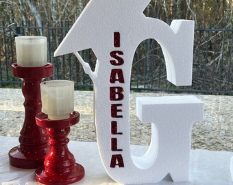 Custom Grad Foam Letters, Personalized Glittered Graduation Party Decor for Graduate Party